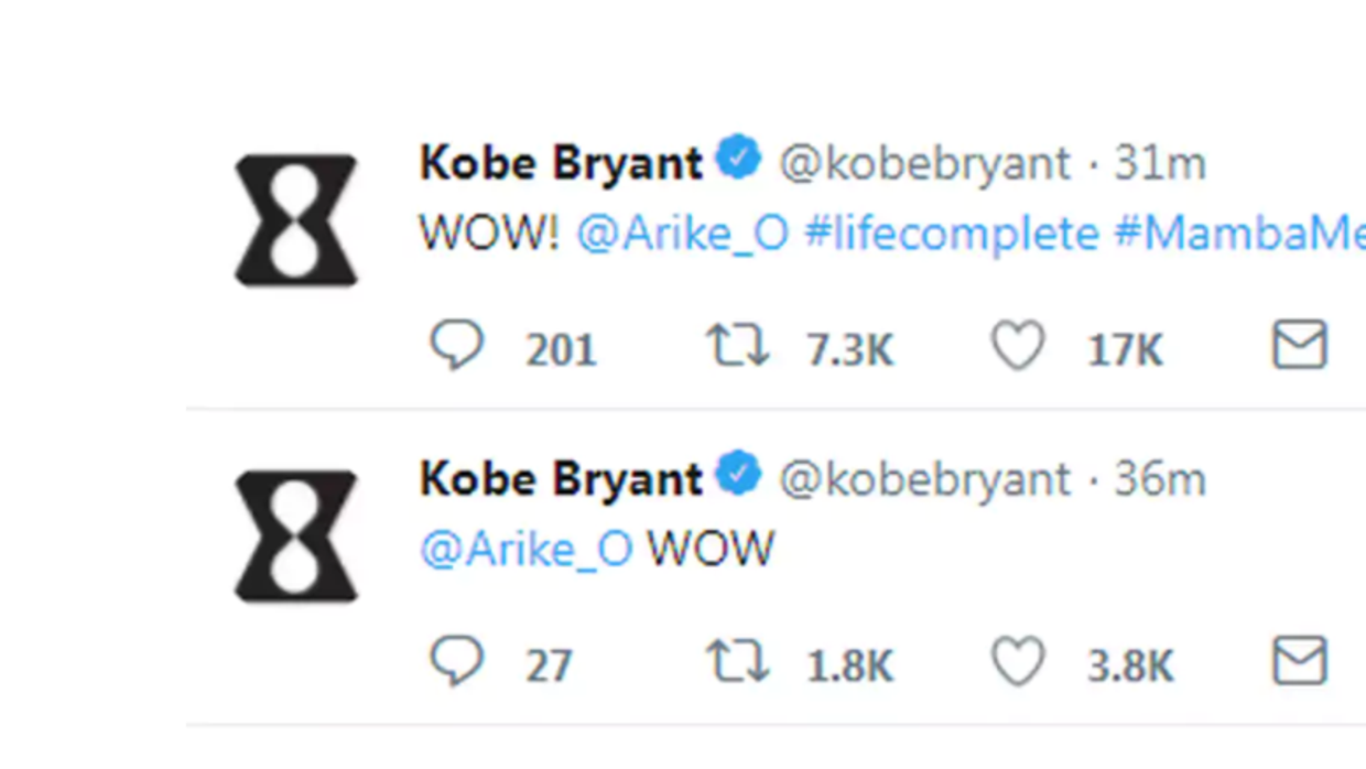 Kobe la felicitó, luego la retó y ella respondió dándole el título de la...